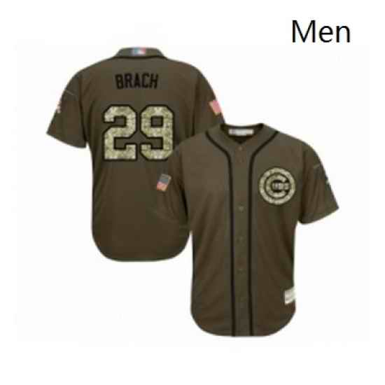 Mens Chicago Cubs 29 Brad Brach Authentic Green Salute to Service Baseball Jersey
